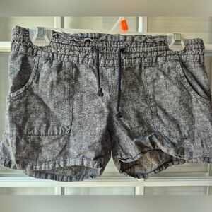 Gray Casual Linen Drawstring Shorts